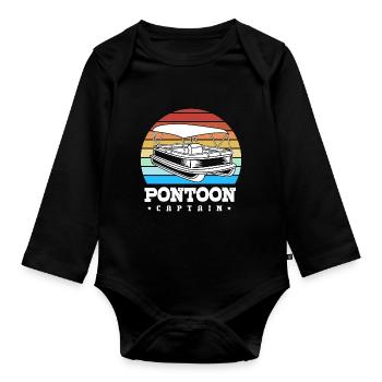 Pontonboot Boot Boote - Baby Bio-Langarm-Body - Schwarz - Vorne