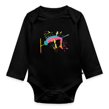 Hochspringer Wasserfarben Hochsprung - Baby Bio-Langarm-Body - Schwarz - Vorne
