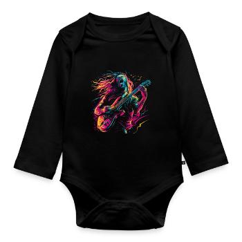 Gitarrist E-Gitarre Rock Punk Metal Splash Neon - Baby Bio-Langarm-Body - Schwarz - Vorne