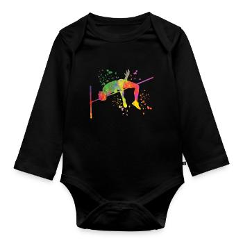 Hochspringer Wasserfarben Hochsprung - Baby Bio-Langarm-Body - Schwarz - Vorne
