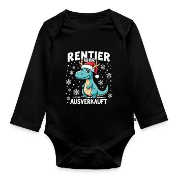 Dino Rentier war ausverkauft - Baby Bio-Langarm-Body - Schwarz - Vorne