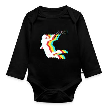 Badminton - Organic Longsleeve Baby Bodysuit - black - Front
