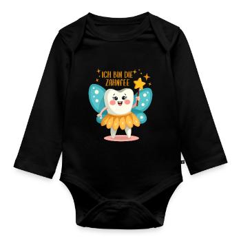 Ich bin die Zahnfee Kostüm - Karneval Fasching - Baby Bio-Langarm-Body - Schwarz - Vorne