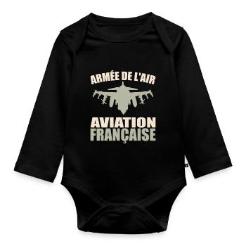 French Air Force - Organic Longsleeve Baby Bodysuit - black - Front