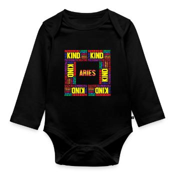 Sternzeichen Widder - Baby Bio-Langarm-Body - Schwarz - Vorne