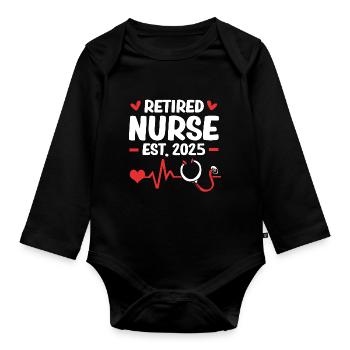 Retirement 2025 Pensioner Pension Pensioner - Organic Longsleeve Baby Bodysuit - black - Front