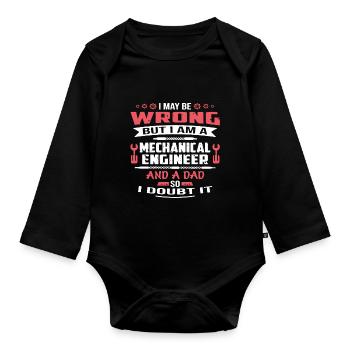 Mechanical Engineer Dad - Organic Longsleeve Baby Bodysuit - black - Front