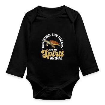 My Spirit Animal - Hawksbill Turtle - Organic Longsleeve Baby Bodysuit - black - Front