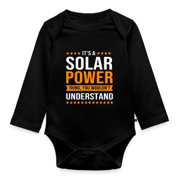 Renewable energies, solar cells, photovoltaics - Organic Longsleeve Baby Bodysuit - black - Front