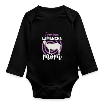 Mom of a LaMancha goat - Organic Longsleeve Baby Bodysuit - black - Front