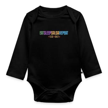 Eat Sleep Salsa Repeat – 123-567 - Baby Bio-Langarm-Body - Schwarz - Vorne