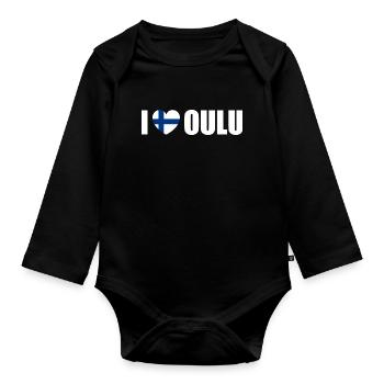 I love Oulu Finnland - Baby Bio-Langarm-Body - Schwarz - Vorne