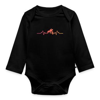Horse Sunset Heartbeat Riding Gift - Organic Longsleeve Baby Bodysuit - black - Front