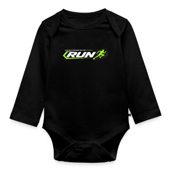 Neon Run Logo Sprint Look - Body Bébé bio manches longues - noir - Devant