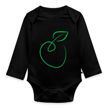 Apple - Organic Longsleeve Baby Bodysuit - black - Front