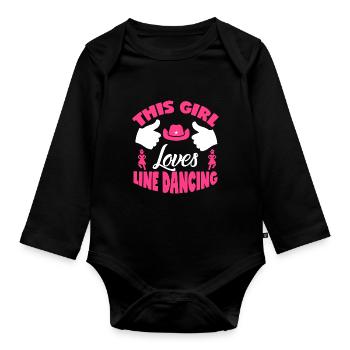 This Girl Loves Line Dancing Geschenk - Baby Bio-Langarm-Body - Schwarz - Vorne