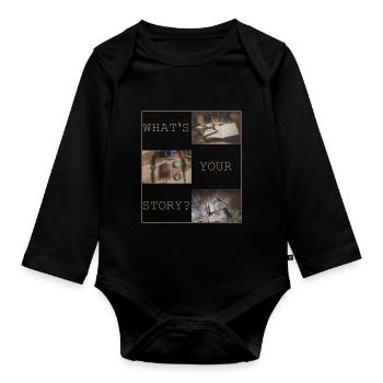Whats your story? - Organic Longsleeve Baby Bodysuit - black - Front