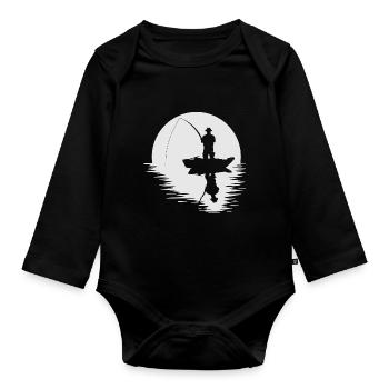 pêcheurs Pleine Lune Lune pêche Pêche Style de cadeau - Body Bébé bio manches longues - noir - Devant