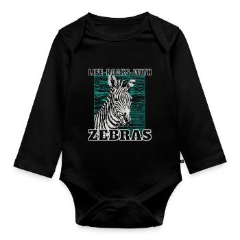 Zebra - Baby Bio-Langarm-Body - Schwarz - Vorne