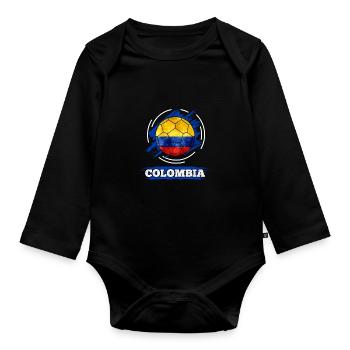 Drapeau du pays de football de la Colombie - Body Bébé bio manches longues - noir - Devant