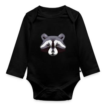 raton laveur - Body Bébé bio manches longues - noir - Devant