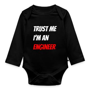 Ingenieur - Baby Bio-Langarm-Body - Schwarz - Vorne