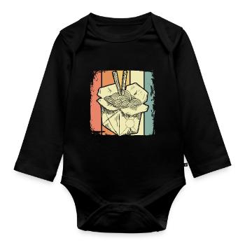China Noodles - Organic Longsleeve Baby Bodysuit - black - Front