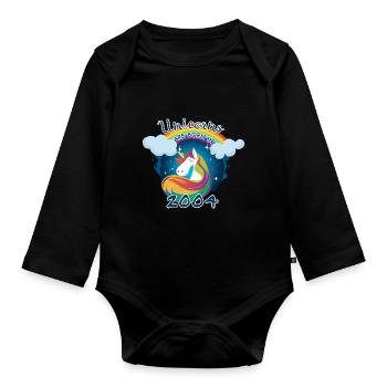 Einhörner wurden 2004 geboren - Baby Bio-Langarm-Body - Schwarz - Vorne