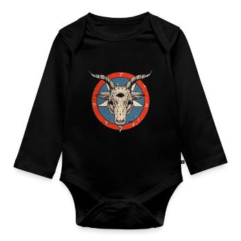 Sigil Of Baphomet - Halloween Devil 666 Pentacle - Organic Longsleeve Baby Bodysuit - black - Front