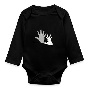 Lapin licorne - Ombre, Rabbit, Cadeau - Body Bébé bio manches longues - noir - Devant