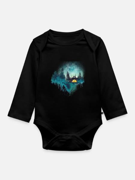Natur Camp Articifial Landschaft Outdoor - Baby Bio-Langarm-Body - Schwarz