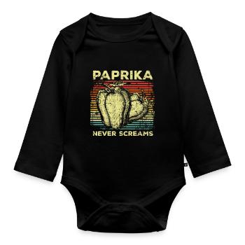 Paprika végétalienne - Body Bébé bio manches longues - noir - Devant