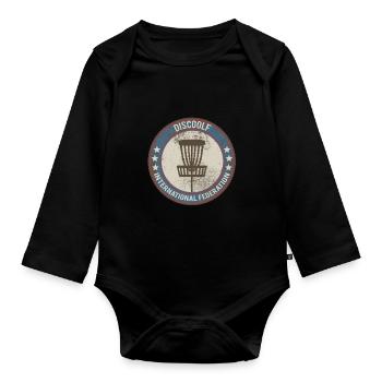 disc golf sport - Organic Longsleeve Baby Bodysuit - black - Front
