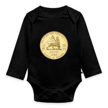 Lion de Juda - Jah Rastafari Roots Rasta Reggae - Body Bébé bio manches longues - noir - Devant