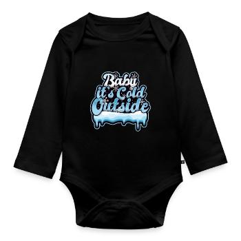 Winter cold frost snow baby - Organic Longsleeve Baby Bodysuit - black - Front