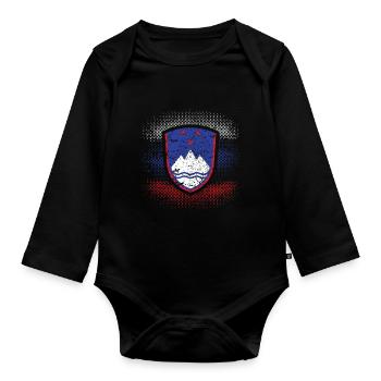 Slowenien - Baby Bio-Langarm-Body - Schwarz - Vorne