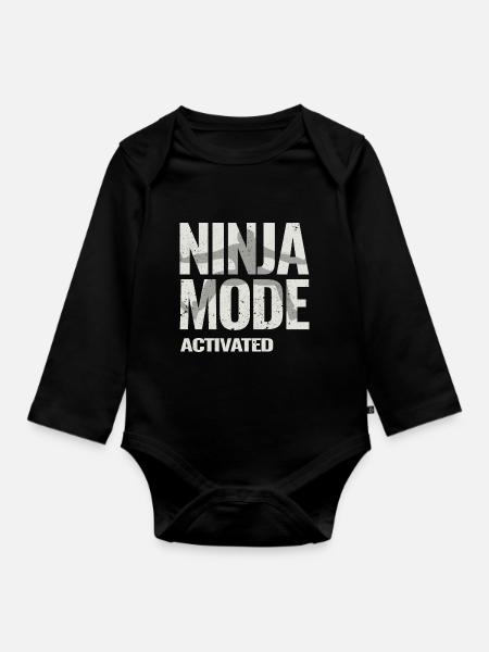 Ninja Warrior - Ninja Mode Activated - Baby Bio-Langarm-Body - Schwarz