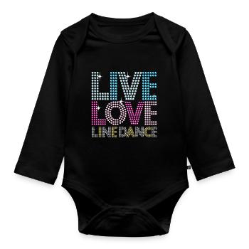 Line Dance Dancing Dancer Country Music Gift - Organic Longsleeve Baby Bodysuit - black - Front