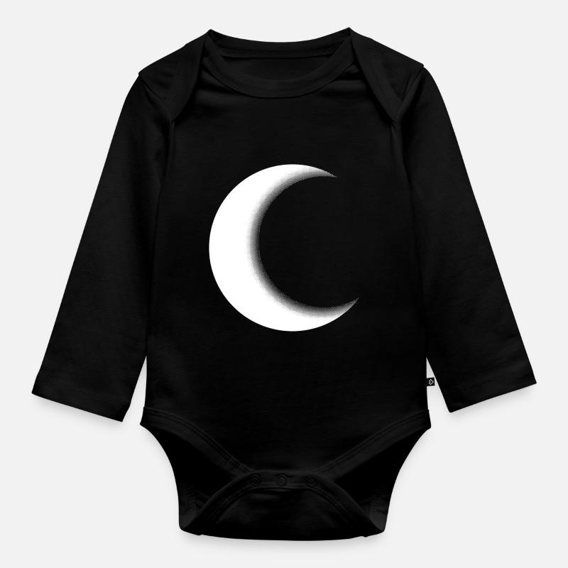 Crescent Moon Crescent Crescent Moon - Organic Longsleeve Baby Bodysuit - black