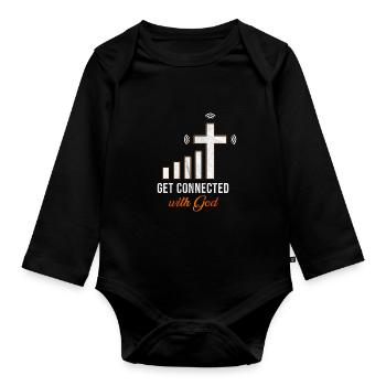 Get Connected with God - Christ Jesus Bibel Gott - Baby Bio-Langarm-Body - Schwarz - Vorne