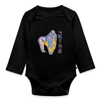gorilla - Organic Longsleeve Baby Bodysuit - black - Front
