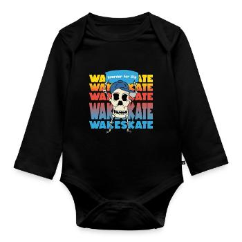 Boarder for life wakeskate Water Sports Skull - Organic Longsleeve Baby Bodysuit - black - Front