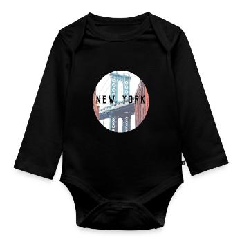 New York - Baby Bio-Langarm-Body - Schwarz - Vorne