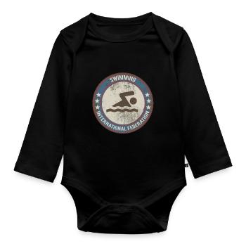 schwimmen - Baby Bio-Langarm-Body - Schwarz - Vorne