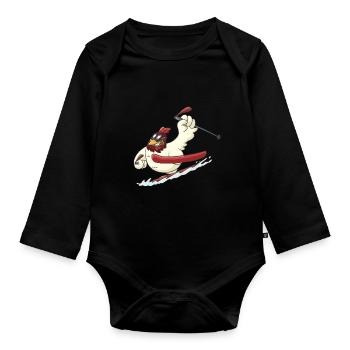 Ski Aplin Abfahrt Tiefschnee Geschenk Idee - Baby Bio-Langarm-Body - Schwarz - Vorne