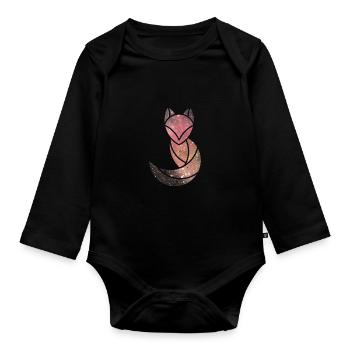 Space FUCHS | Sternenhimmel | Galaxie - Baby Bio-Langarm-Body - Schwarz - Vorne