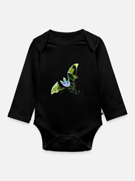 Fledermaus - Baby Bio-Langarm-Body - Schwarz
