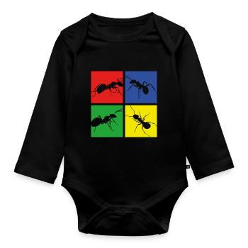 Ameisen - Baby Bio-Langarm-Body - Schwarz - Vorne