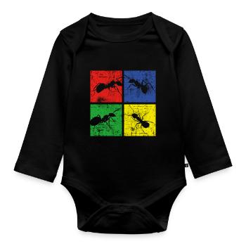 Ant - Organic Longsleeve Baby Bodysuit - black - Front