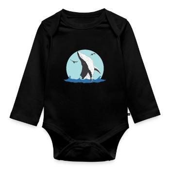 Blauwal - Baby Bio-Langarm-Body - Schwarz - Vorne